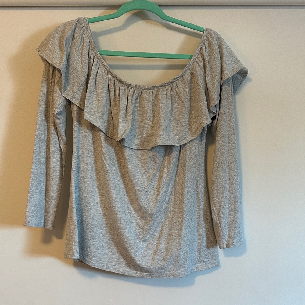 Lilly Pulitzer Gray Ruffled Blouse